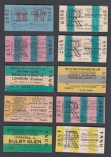 TEN Vintage Train Tickets IOM Isle of Man Steam Packet Co Ltd Some Unused / Used