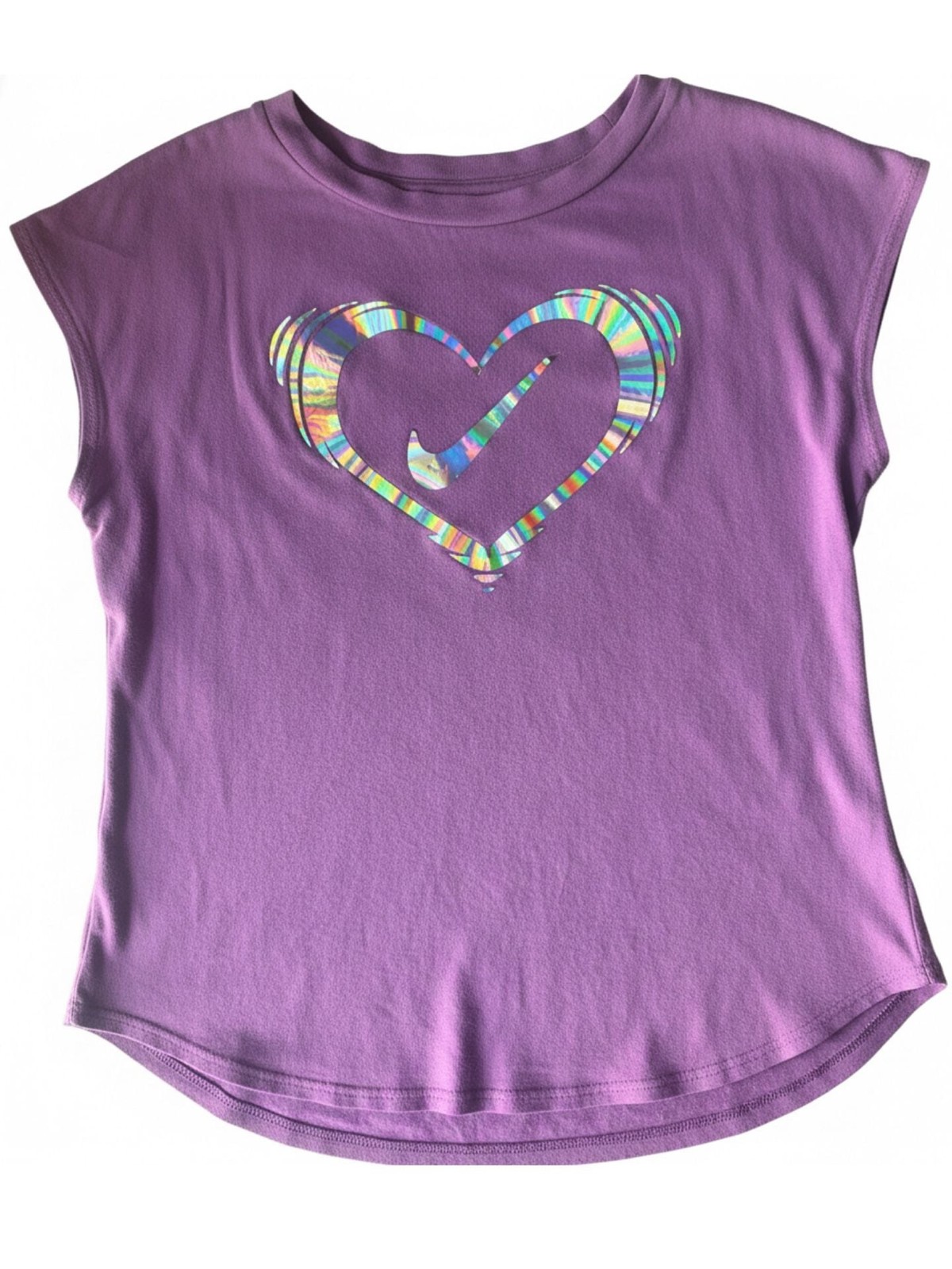 Nike Girls Purple Heart Graphic Sleeveless T-Shirt Size 6X