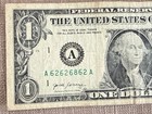 FANCY S# A 62 62 6 8 62 A with REPEATER "62" & EVEN DIGITs in $1 DOLLAR BILL — photo 5