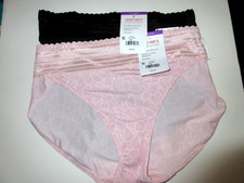 Warners BIKINI Panties 2-Pair No Pinching Lace 5509 Black Pink microfiber 9/2XL