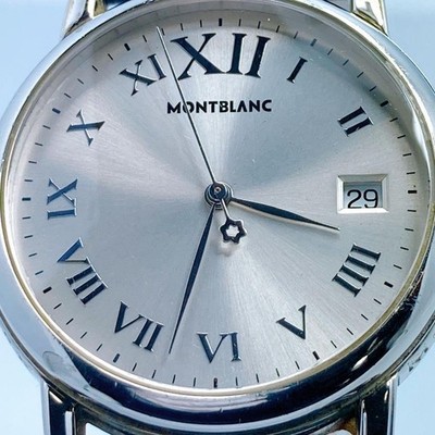 MONTBLANC Meisterstuck 7042 Quartz SS Silver Dial Date Black Strap 35mm Unisex