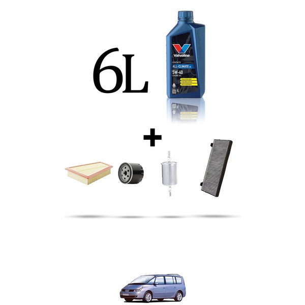 Hoffcar Servicekit 4 Filter Und 6L ÖL FüR Renault Espace Iv 2.0 16V 100Kw Ab-image