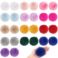 26 Pcs Faux Fur Pom Poms for Hats - 3.2 Inch Fluffy Pom Poms with Elastic Loo...