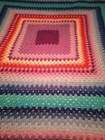 Vtg Vintage Handmade Crochet Afghan Throw Granny Blanket Rainbow 70" X 70" XL