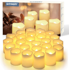 24 Flameless Votive Candles LED Tea Lights Battery Operated 200 Hour Warm White