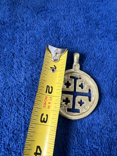 Jerusalem Äthiopischer Messing Kreuz Anhänger 70x50mm Afrikanisches Großloch Handarbeit - Bild 6 von 8