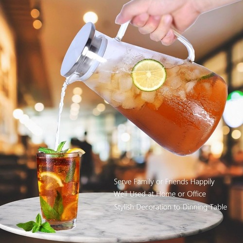 2 Liter 68 Ounces Glass and Lid Hot Cold Water Pitcher w/ Handle Heat Resistant - Picture 5 of 20