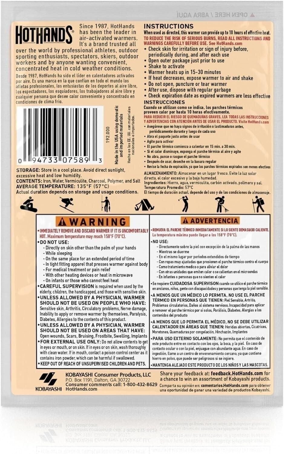 HotHands Body & Hand Super Warmers - Long Lasting Safe Natural Odorless Air...