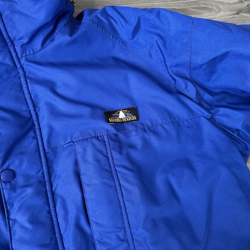 Vintage Sierra Designs Mens Down Parka Jacket Blue Hooded Coat Size Large *Read* - Picture 10 of 16