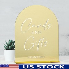Gold Acrylic Wedding Cards  Gifts Sign Rustic Tabletop Reception Decor New