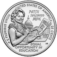 2024 D Patsy Takemoto Mink Am Women Quarter.  Uncirculated From US Mint roll.