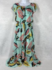 Express Maxi Dress Women’s Petite PM Blue Off The Shoulder Tiered Ruffle Floral