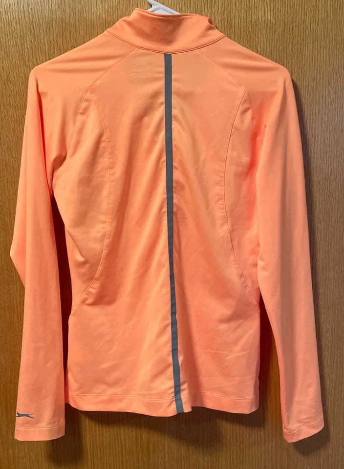 Camisa de golf Slazenger 1/4 cremallera para mujer talla pequeña manga larga pulóver naranja vibrante Foto 2 de 4