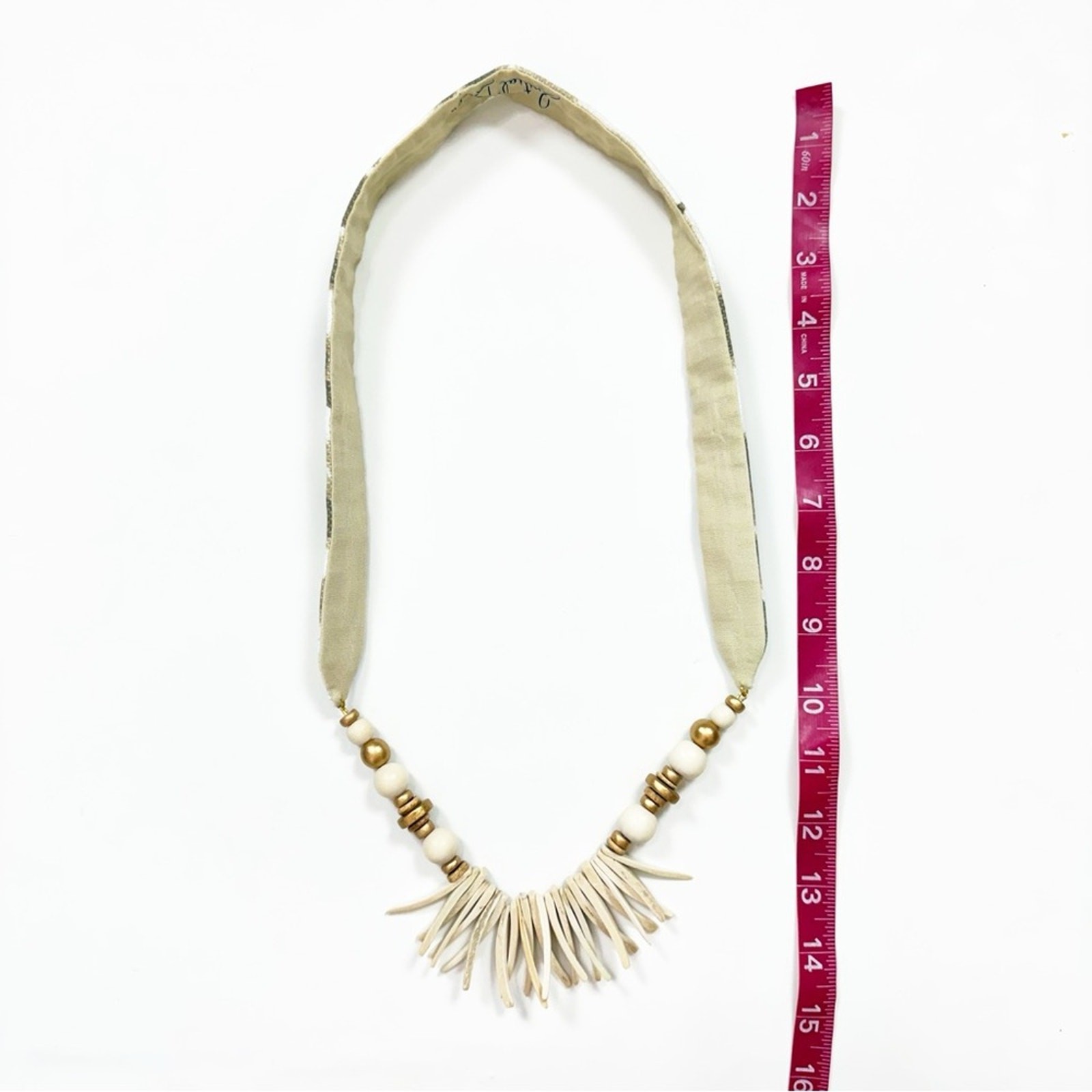 Initial Decor Necklace Statement Beaded Fabric Wo… - image 5