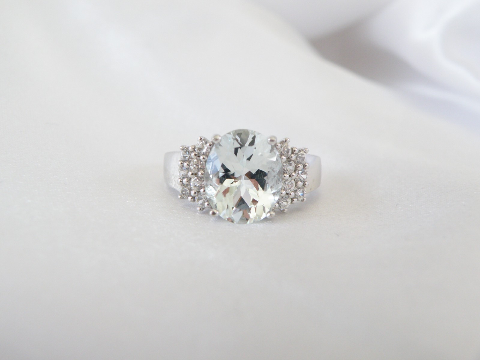 Sterling Silver 925 Natural Aquamarine Ring Size 6