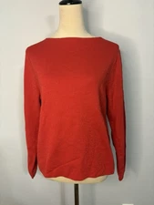 Lafayette 148 New York Red Metallic Glitter Boatneck Pullover Sweater Size Small