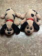 Pound Puppies Set of 2 Vintage TONKA  1986 Brown With Black Spots. 8 Inch