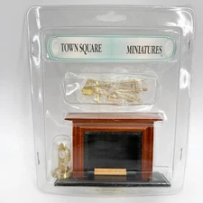 New Dollhouse Townsquare Miniature Fireplace Set with Accessories 1:12 Scale