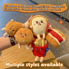 Cute Food Plush Keychain Fries Burger Bread Plushie Cartoon Bag Charm Girls Gift