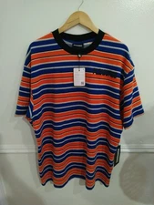 Pleasures Now T-shirt Crew Neck Striped Mens Size X Large 