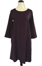 COS Wool Blend Shift Dress Knee Length 3/4 Sleeves Classic Dark Burgundy Sz 2