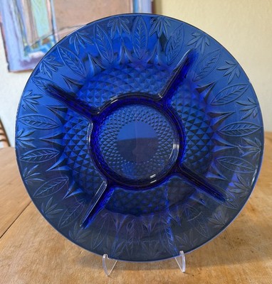 わちふぃーるど　アクセトレイ　ブルー Avon Royal Sapphire/Arcoroc France Cobalt Blue Divided Glass