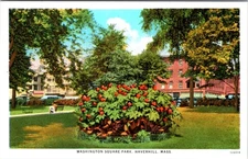 Washington Square Park, HAVERHILL, Massachusetts Postcard - Curt Teich