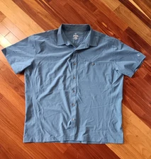 Kuhl Shirt Men's XXL Blue Performance Tufflex Short Sleeve Button Up