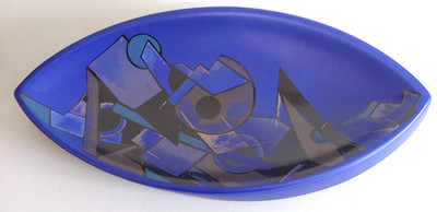 Steuler design Keramik Schale Oval 80er Jahre Postmodern Memphis Style 37cm