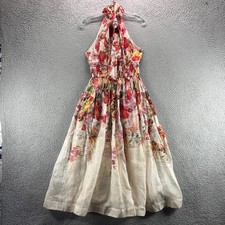 Zimmermann Dress Women 0 Wonderland Halterneck Midi Elka Poppy Lined