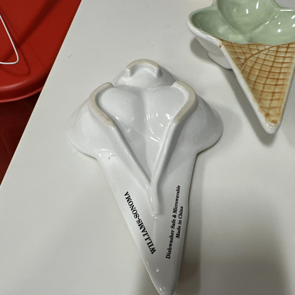 Williams Sonoma Ice Cream Shaped Bowls , 3 Pieces, Green, Yellow, Orange - Image 2 of 2