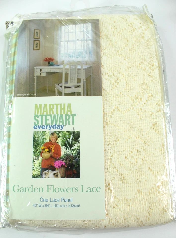 Four Martha Stewart 花园花卉花边面板窗帘 40 英寸宽 x 84 英寸长 Vint 1998 — 第 2/4 张图片