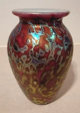 Stunning 2012 Robert Eickholt 7.25" Iridescent Tide Pool Art Glass Vase