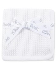 Little Me Baby Unisex White Cable Knit Swaddling Receiving Blanket, 30 X 27 i...