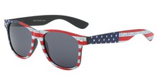 American Flag Sunglasses Comfort Spring Hinge Black Frame USA Theme Gray Lens
