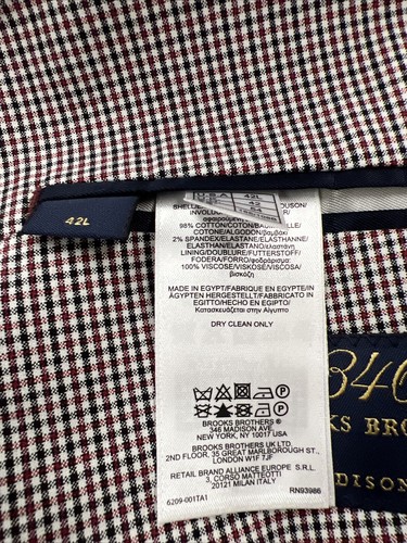 NEW Brooks Brothers Men's Blazer 42L Red Black Wool Two Button NWT $1,295 - Picture 7 of 12