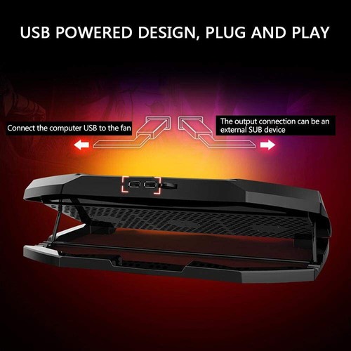3 Powerful Fans Quiet Laptop Cooler Gaming Cooling Mat Pad Stand Tilt for 12-17" - Afbeelding 4 van 12
