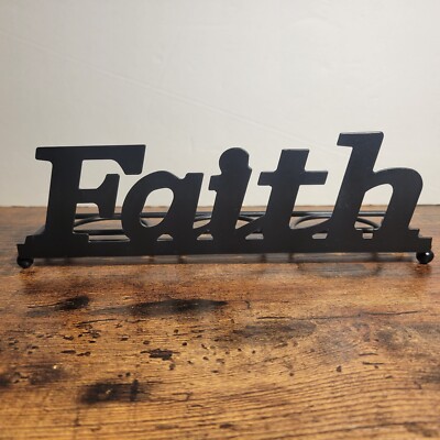 'Faith' Metsl Candle Holders Black Religious Holidays Decorative 