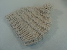 Handcrafted Knitted Beanie Hat Cream Pom Pom Slouchy Wool Acrylic Female Adult
