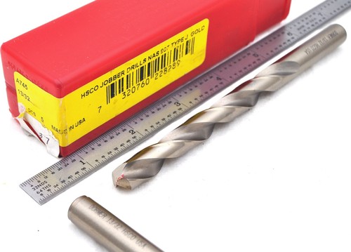 Taladro Jobber 2 Dormer HSCO A745 NAS 907 Tipo J, 7/32", 17/64, 23/64, 13/32, 7/16 - Imagen 5 de 6