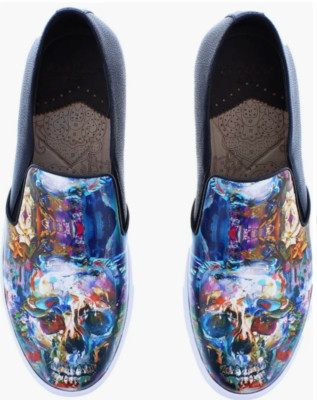 Robert Graham Happy Arts Skull Leather Slip On Sneakers 9.5 Artistic Grunge Robert Graham | Shoes | Robert Graham Happy Art New Skull  main image 3