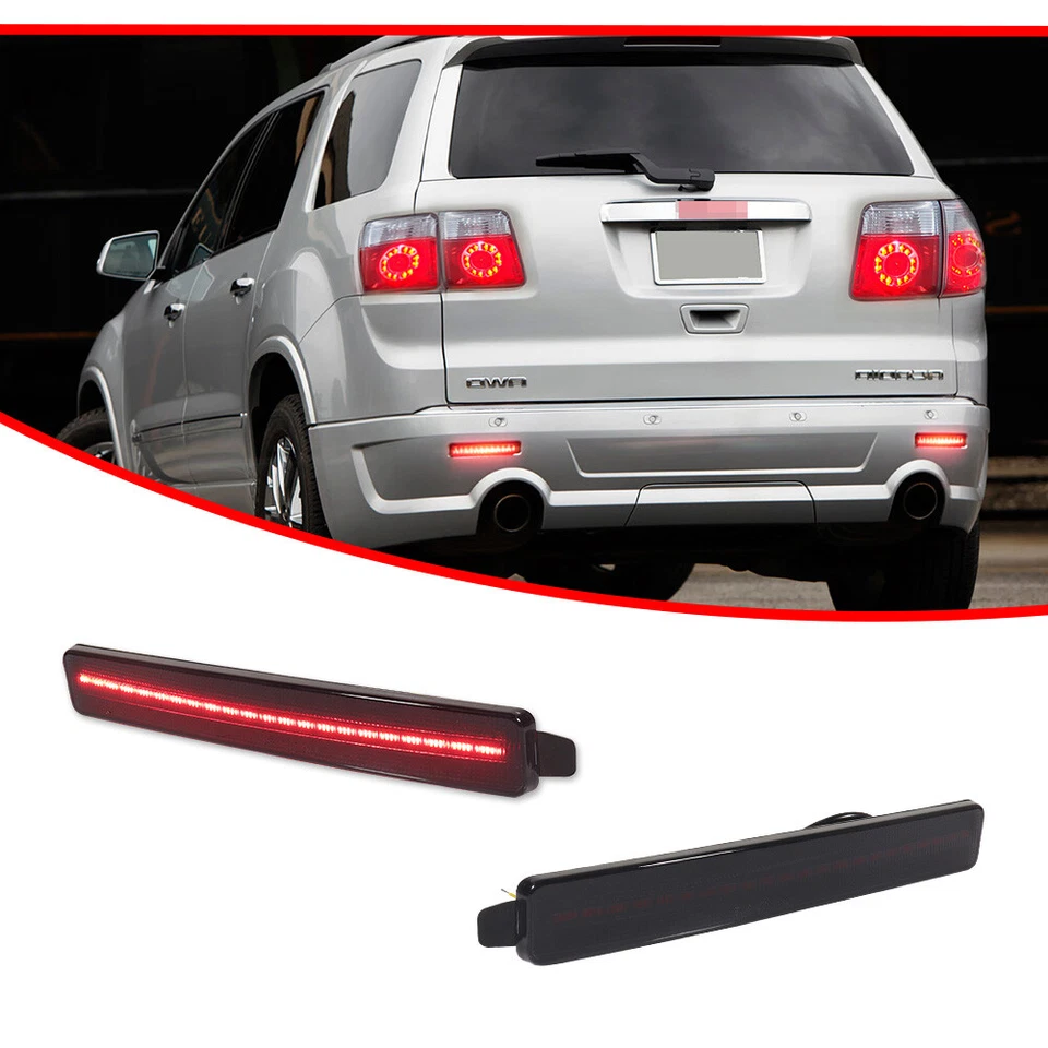 2x Luces LED de señal trasera reflectora de parachoques trasero para 07-12 GMC Acadia y 10-16 SRX Foto 3 de 4