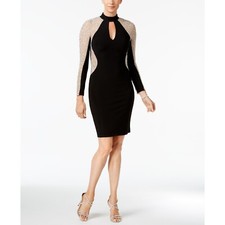 Xscape Sheath Dress Black Rhinestone Party Cocktail Bodycon Evening Size 14 NWT