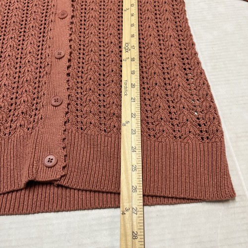 Wilfred Aritzia Sweater Womens XS Mauve Reverence Open Knit Cardigan Preppy - Picture 5 of 11