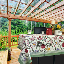 Floral Cotton Tablecloth Collection Green White Red Linen