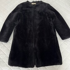 Mango Womens Faux Fur Coat Size XS Black Mid Length Holiday Christmas New Years