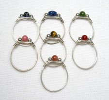 Handtied Wire Gemstone Rings Silver Size 8