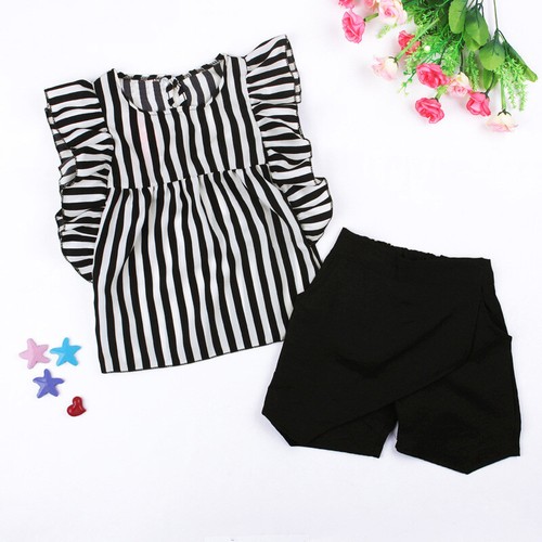 Baby Toddler Girls Clothes Set Sleeveless Ruffle Shoulder Dress Bloomer Outfits - Picture 7 of 8