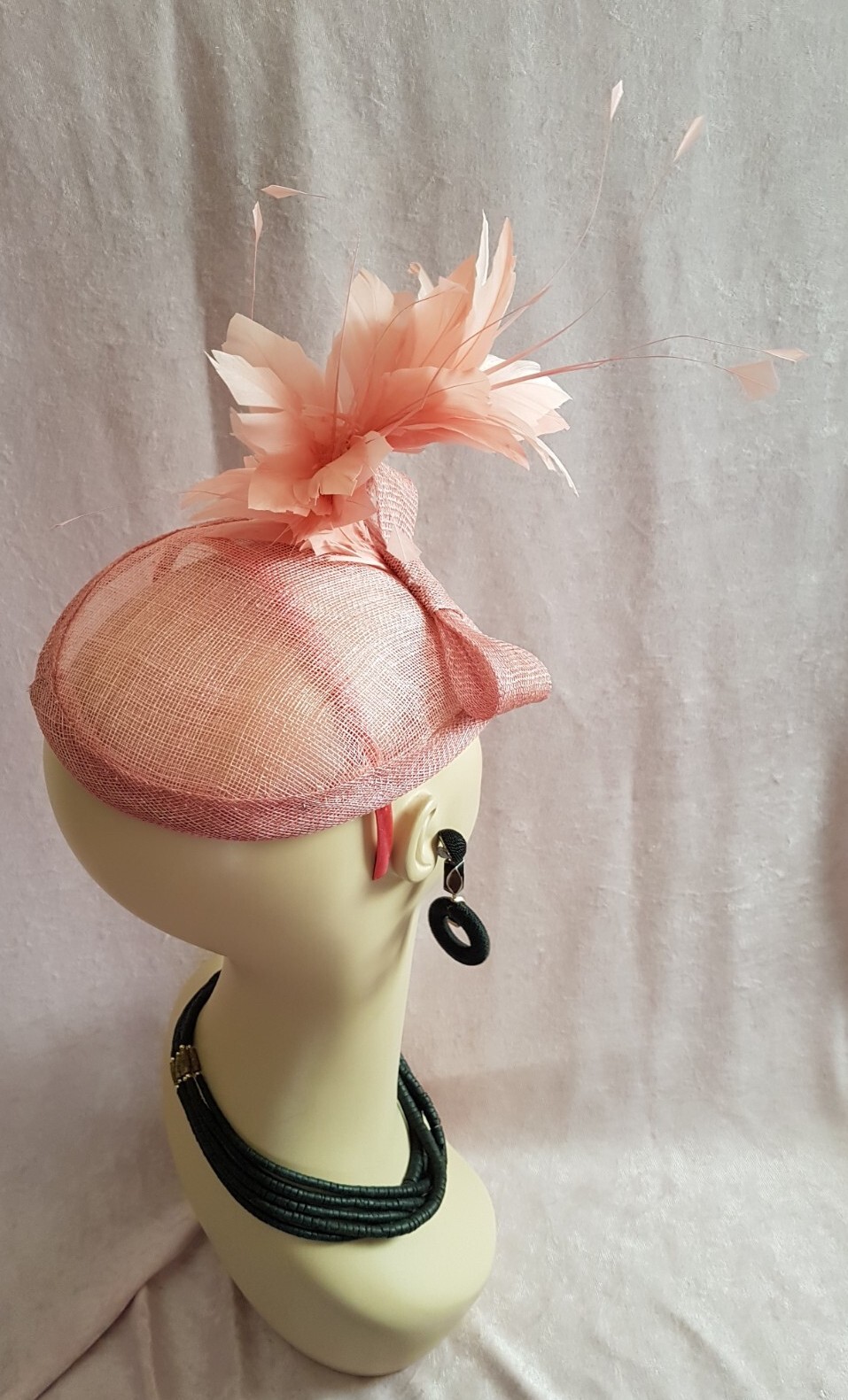 New women's Headband Hat Fascinator by Alexander &Hallatt in Dusky Pink