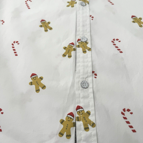 Christmas Holiday Shirt Mens Short Sleeve M Gingerbread & Candy Cane Free Planet - Picture 2 of 9